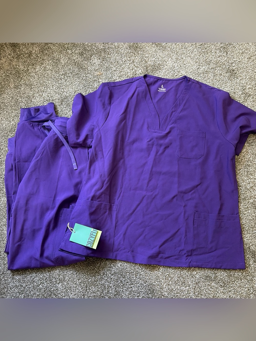 Purple Medical Scrub Top and Pants Set
